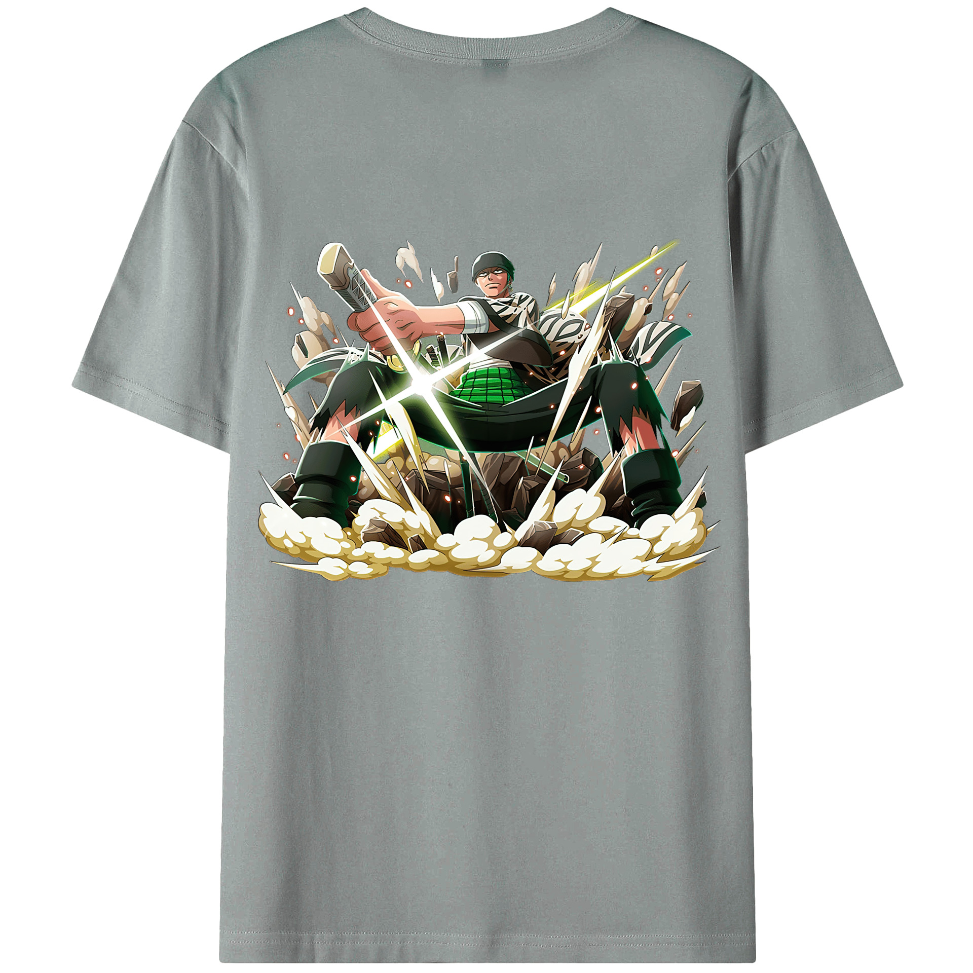 ワンピース ロロノア・ゾロ ONE PIECE Roronoa Zoro 綿100％ メンズ半袖Tシャツ（バックプリント） 通気性